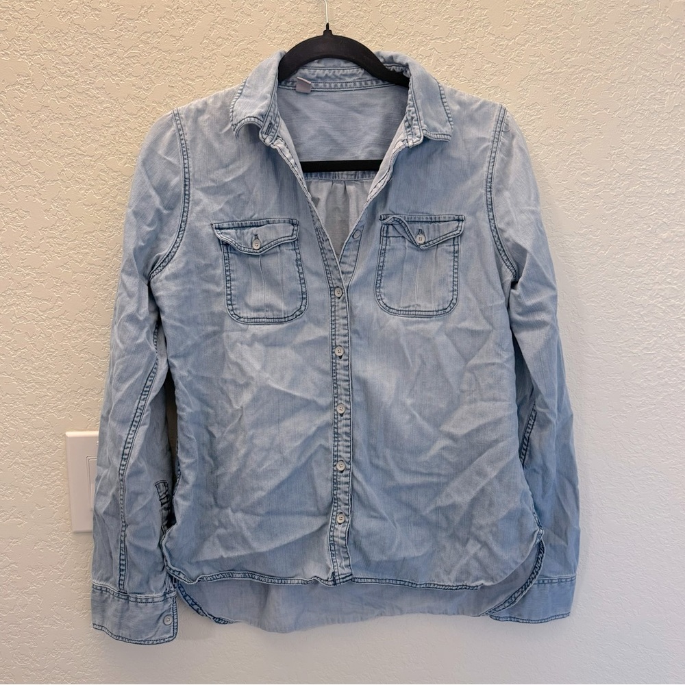 Light Blue Denim Chambray Button Up